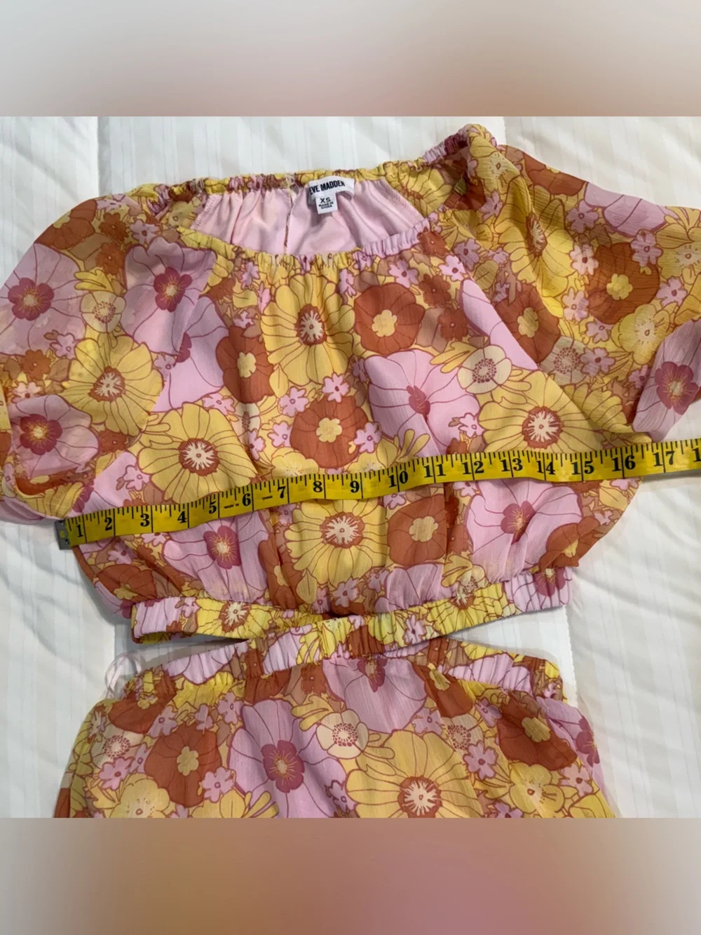 Steve Madden Pink & YellowFloral Cut Out Dress Size XS NWOT - Picture 8 of 13